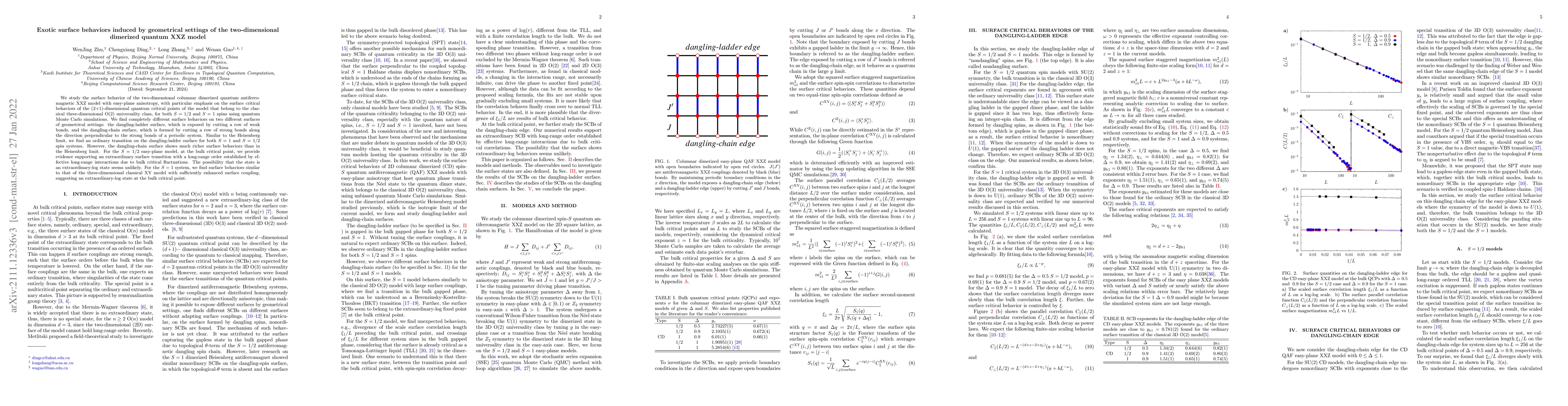 Thumbnail for Exotic surface behaviors induced by geometrical settings of the
  two-dimensional dimerized quantum XXZ model