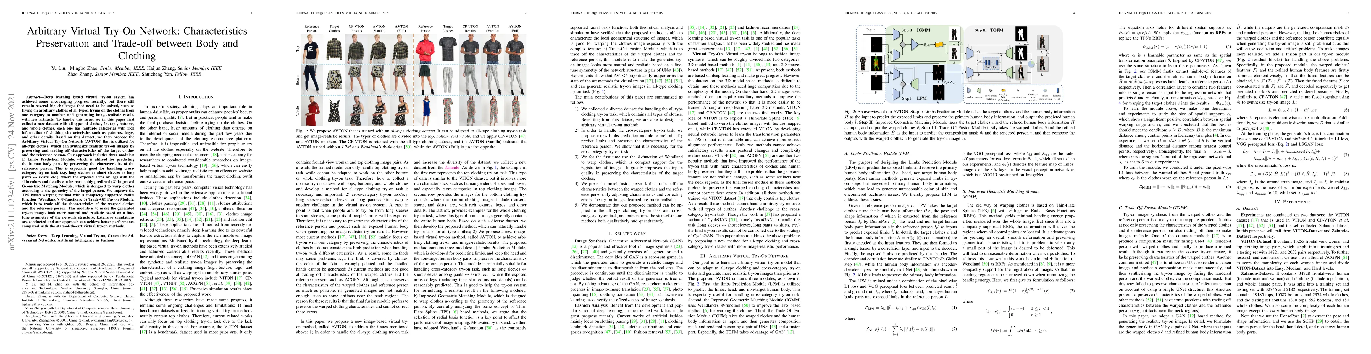 Thumbnail for Arbitrary Virtual Try-On Network: Characteristics Preservation and
  Trade-off between Body and Clothing