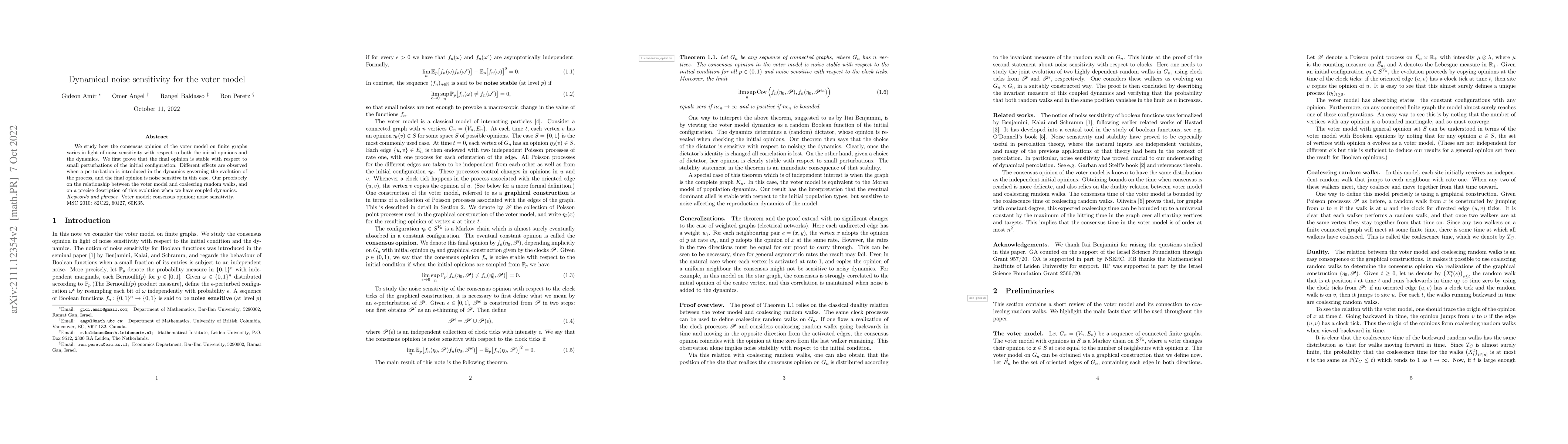 Thumbnail for Dynamical noise sensitivity for the voter model