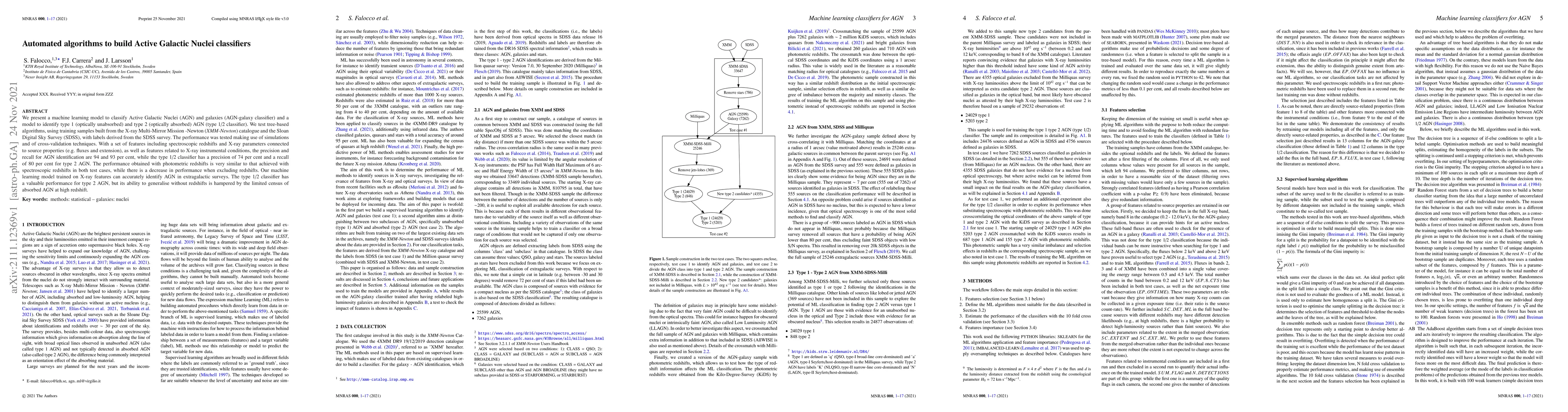 Thumbnail for Automated algorithms to build Active Galactic Nuclei classifiers