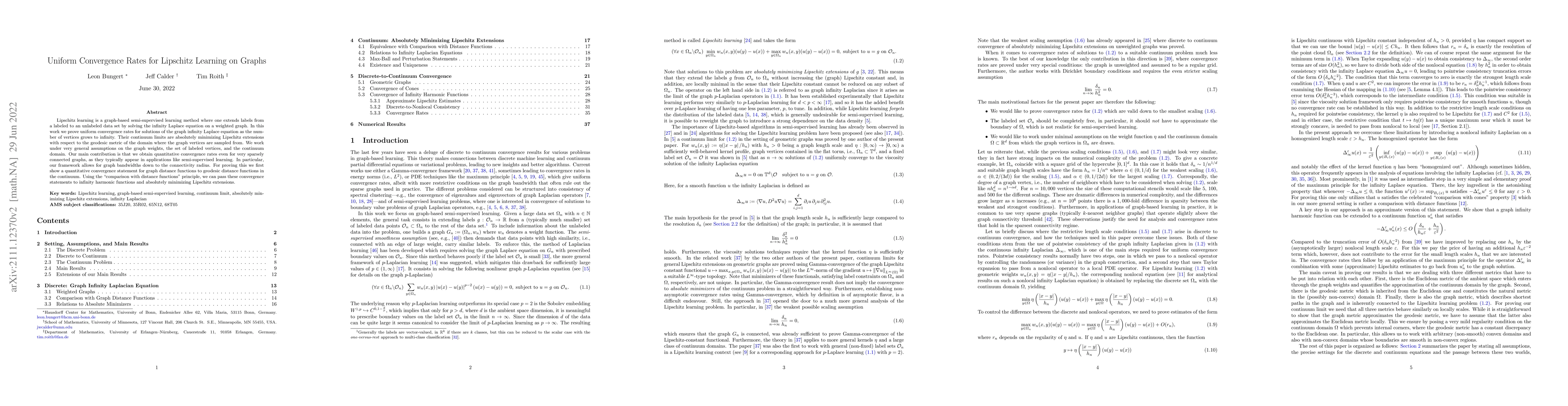 Thumbnail for Uniform Convergence Rates for Lipschitz Learning on Graphs