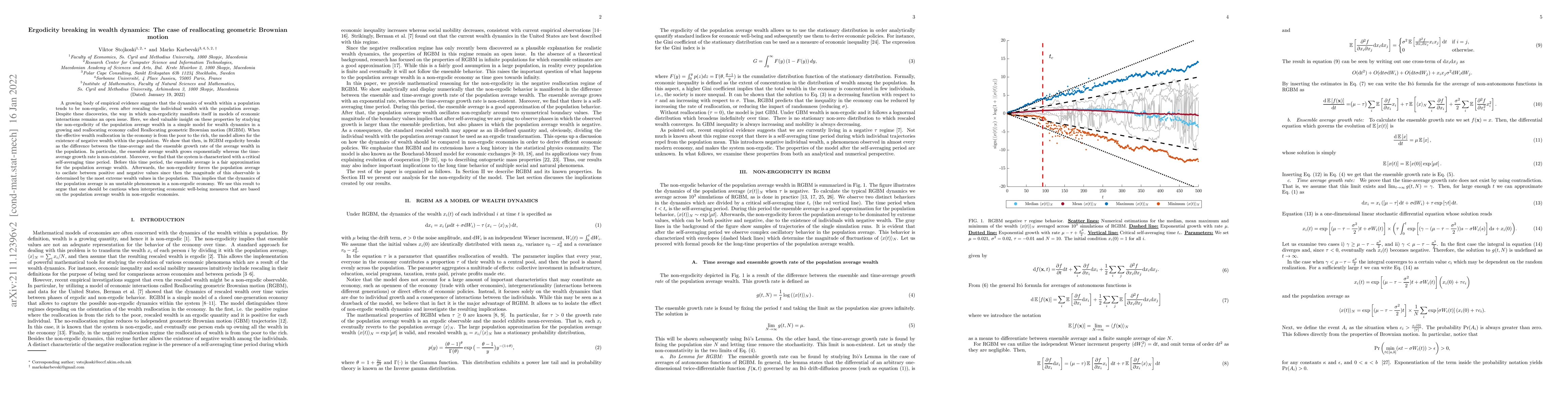 Thumbnail for Ergodicity breaking in wealth dynamics: The case of reallocating
  geometric Brownian motion