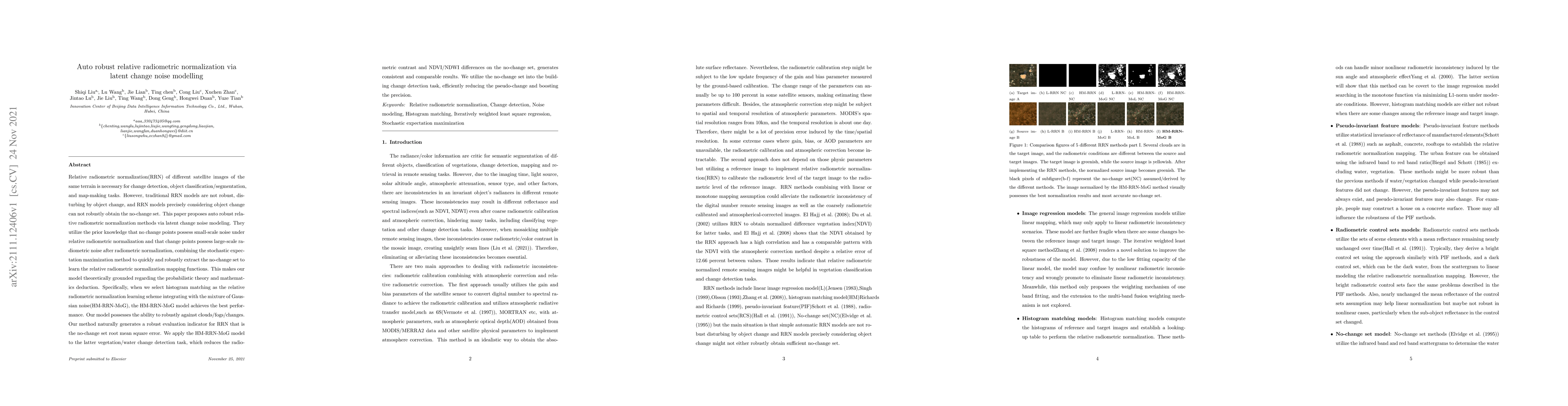 Thumbnail for Auto robust relative radiometric normalization via latent change noise
  modelling