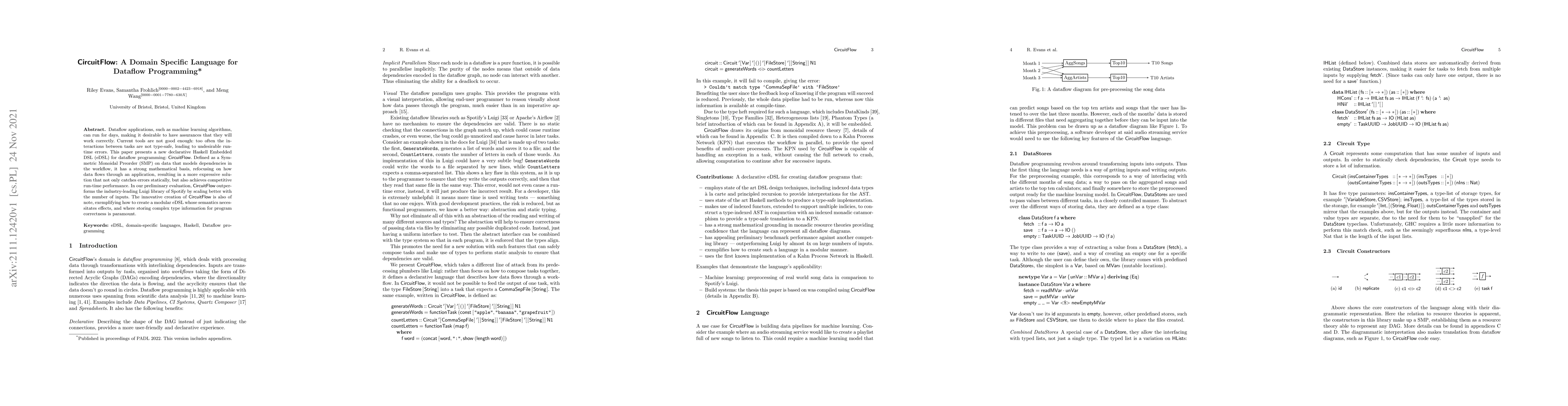 Thumbnail for CircuitFlow: A Domain Specific Language for Dataflow Programming (with
  appendices)
