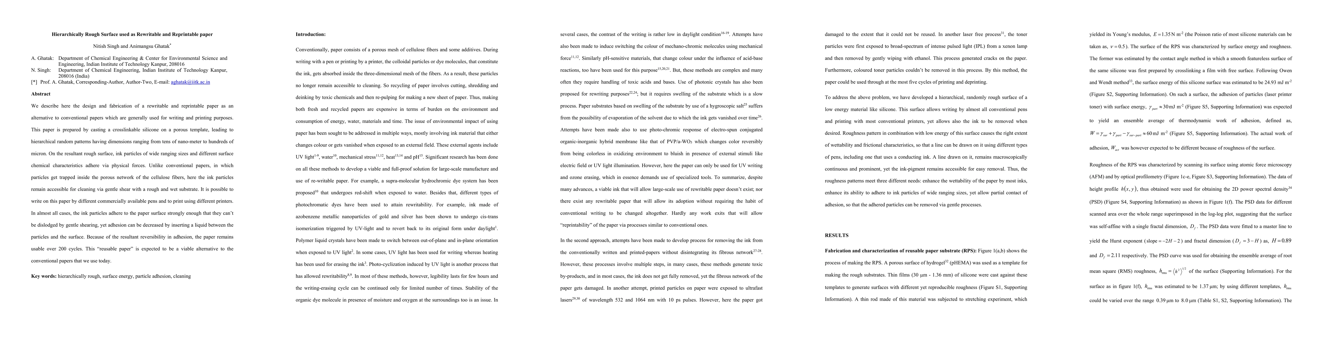 Thumbnail for Hierarchically Rough Surface used as Rewritable and Reprintable paper