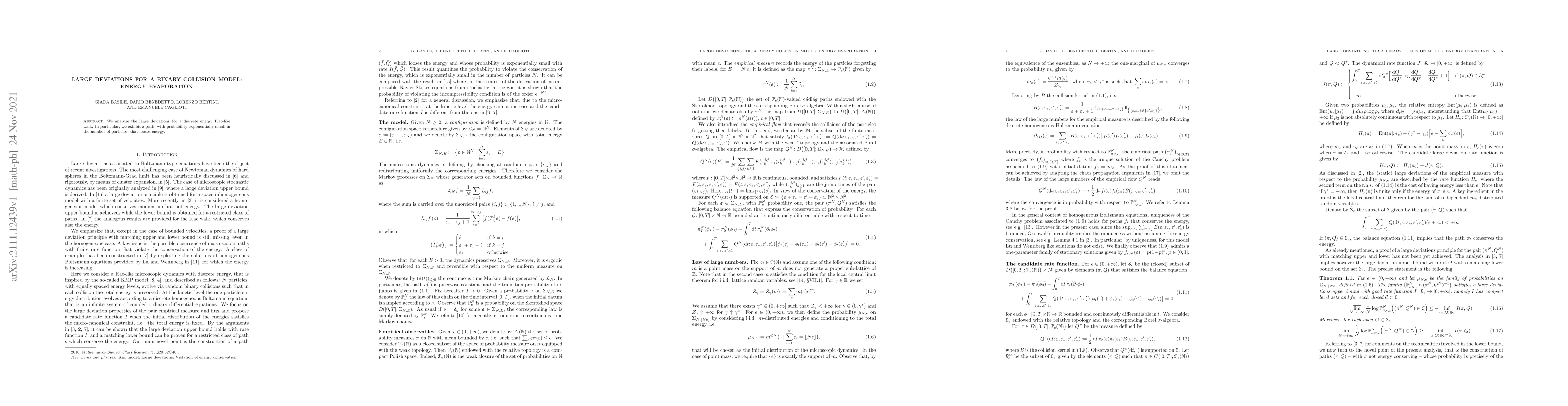 Thumbnail for Large deviations for a binary collision model: energy evaporation