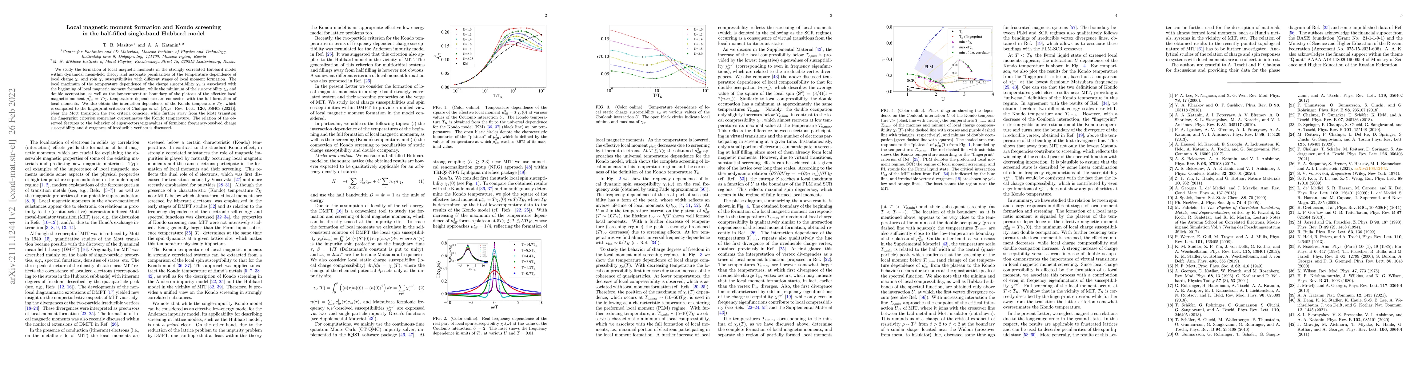 Thumbnail for Local magnetic moment formation and Kondo screening in the half filled
  two dimensional single band Hubbard model