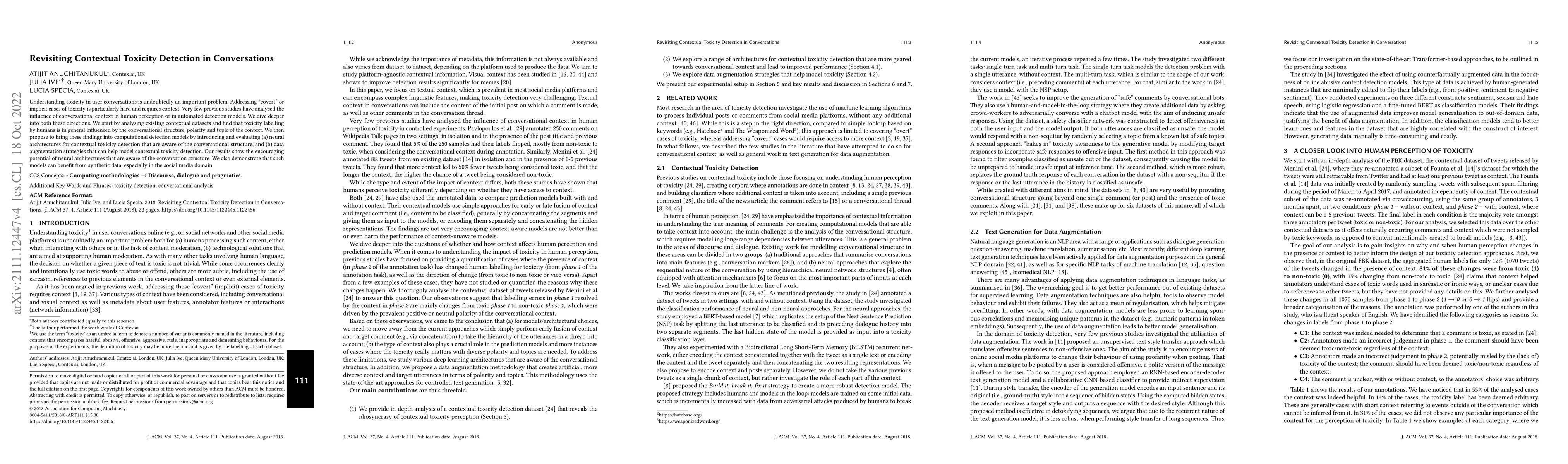 Thumbnail for Revisiting Contextual Toxicity Detection in Conversations