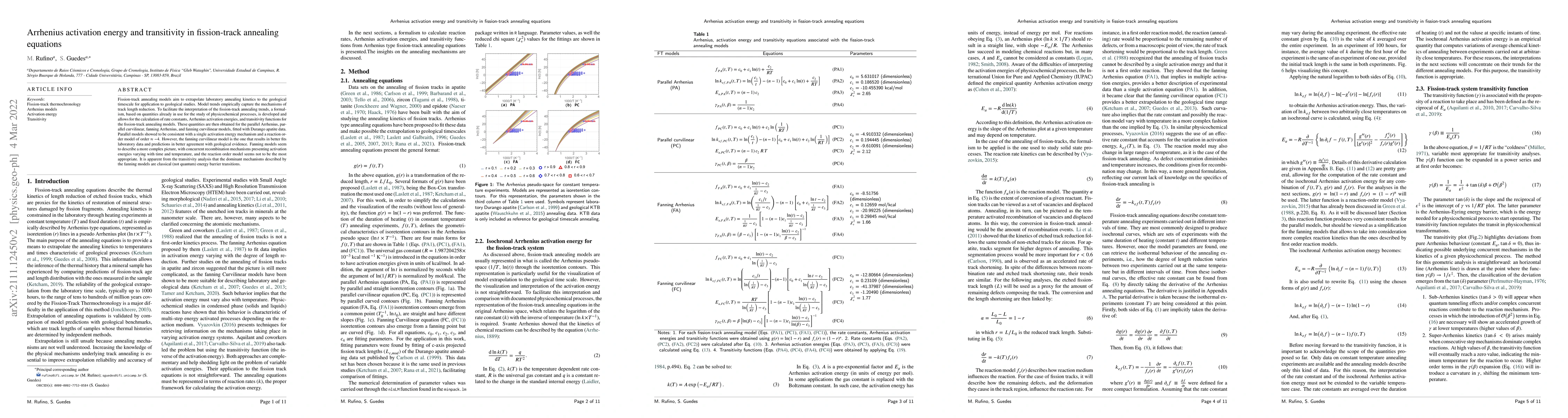 Thumbnail for Arrhenius activation energy and transitivity in fission-track annealing
  equations