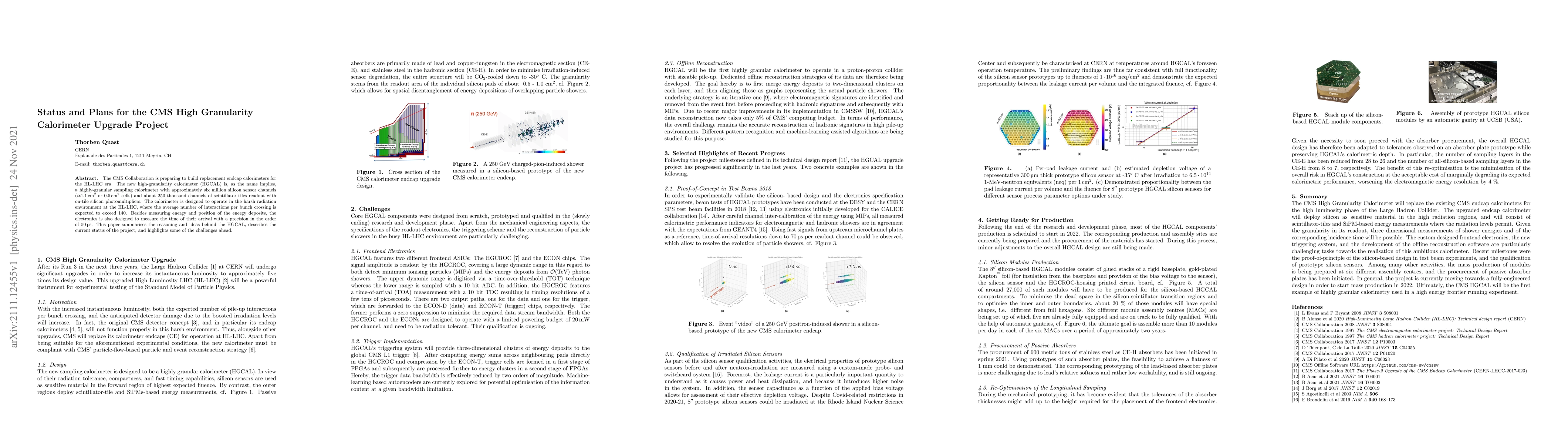 Thumbnail for Status and Plans for the CMS High Granularity Calorimeter Upgrade
  Project