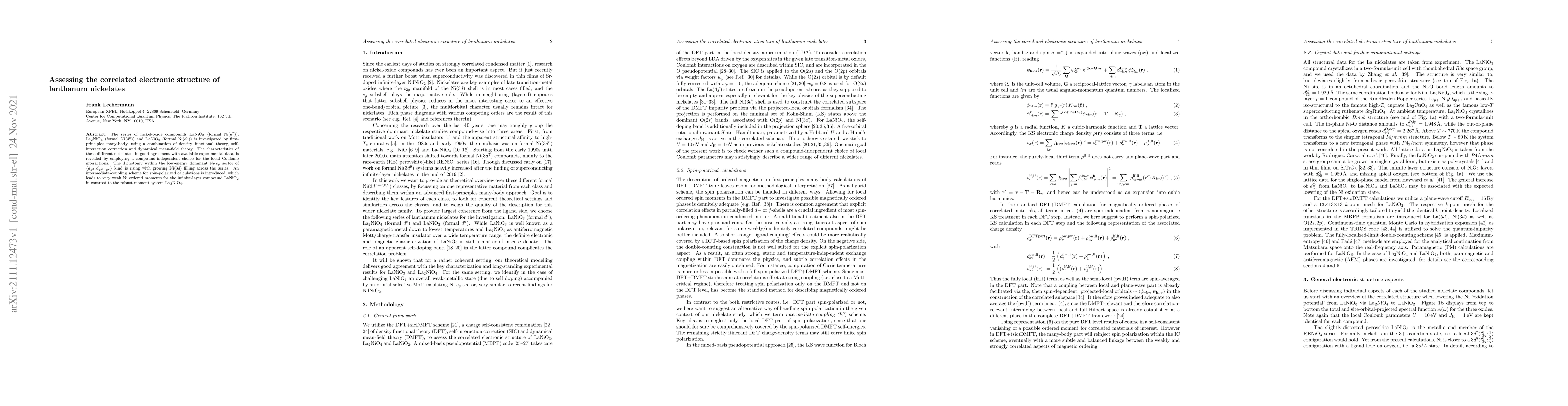 Thumbnail for Assessing the correlated electronic structure of lanthanum nickelates
