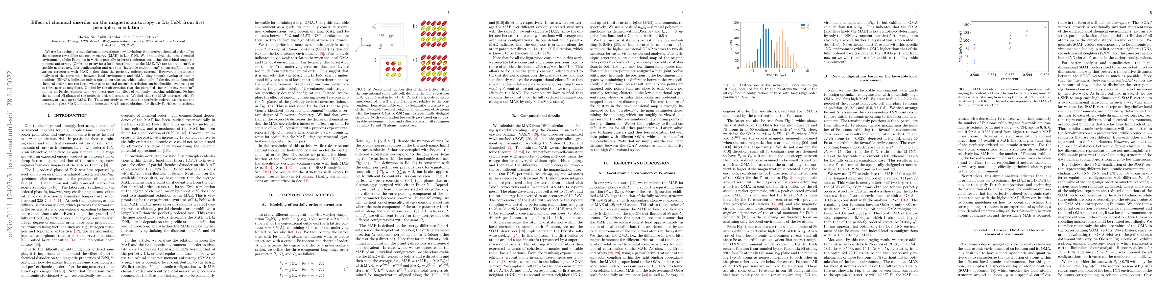 Thumbnail for Effect of chemical disorder on the magnetic anisotropy in L$1_0$ FeNi
  from first principles calculations