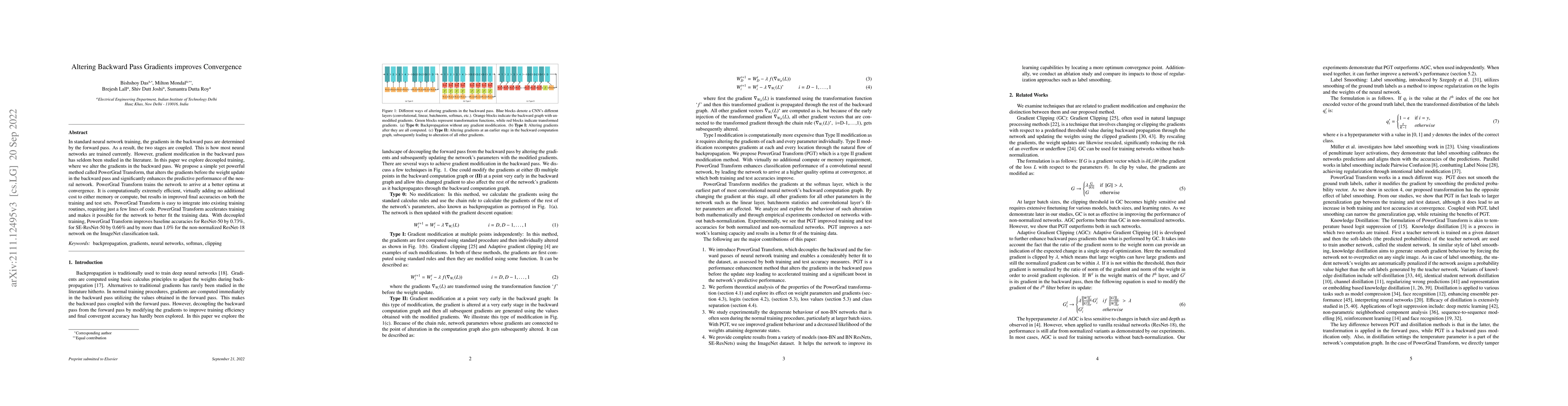 Thumbnail for Altering Backward Pass Gradients improves Convergence