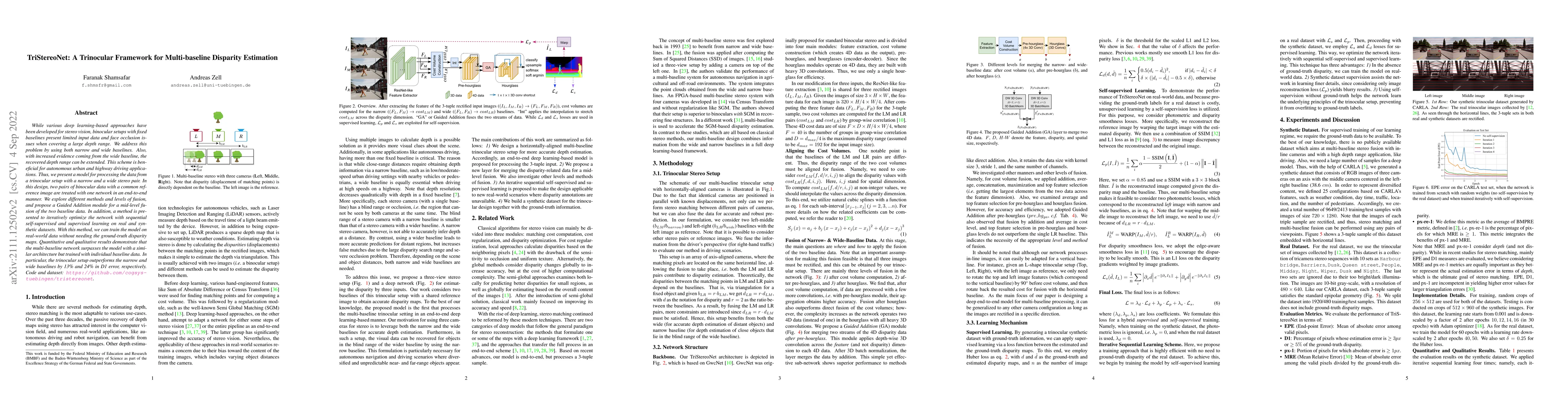 Thumbnail for TriStereoNet: A Trinocular Framework for Multi-baseline Disparity
  Estimation