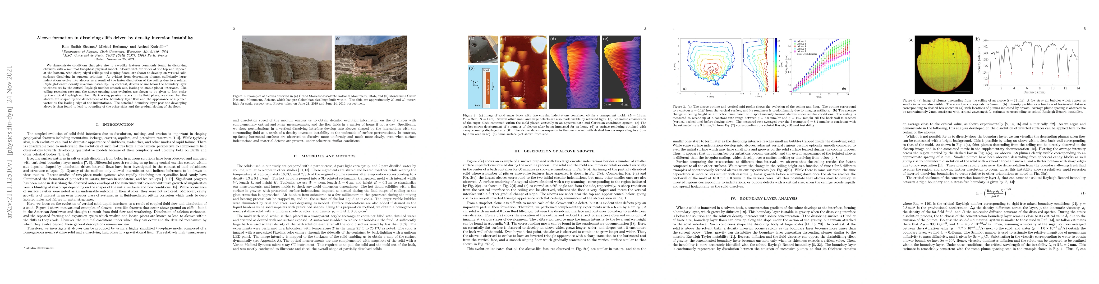 Thumbnail for Alcove formation in dissolving cliffs driven by density inversion
  instability