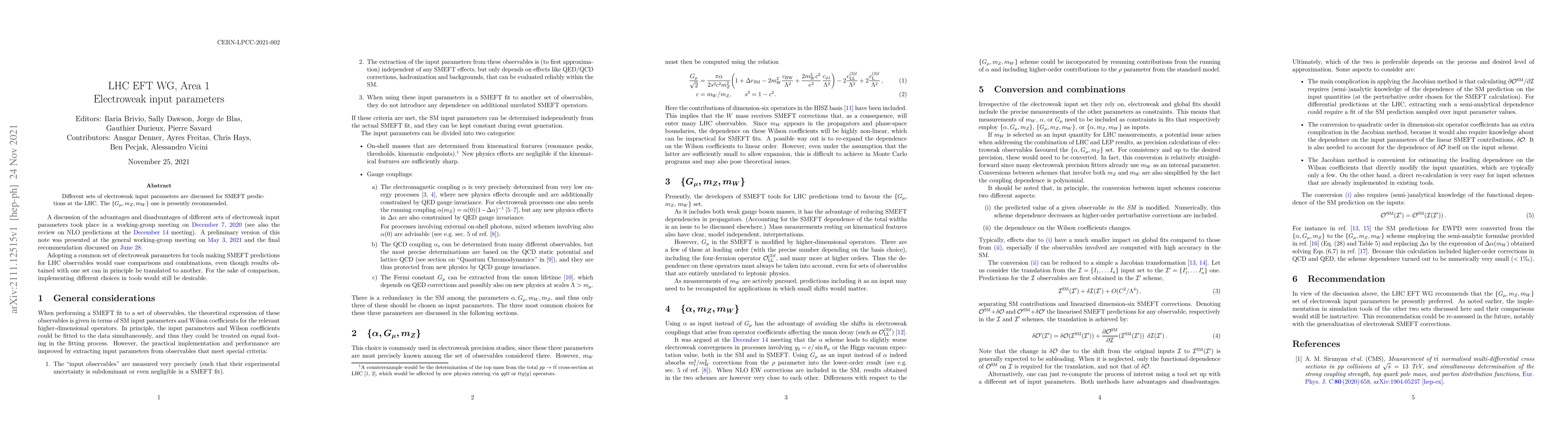 Thumbnail for Electroweak input parameters