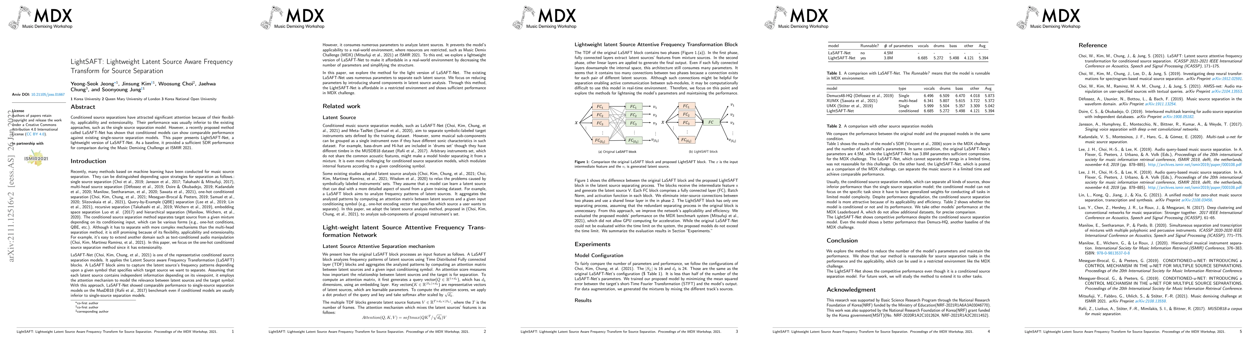 Thumbnail for LightSAFT: Lightweight Latent Source Aware Frequency Transform for
  Source Separation