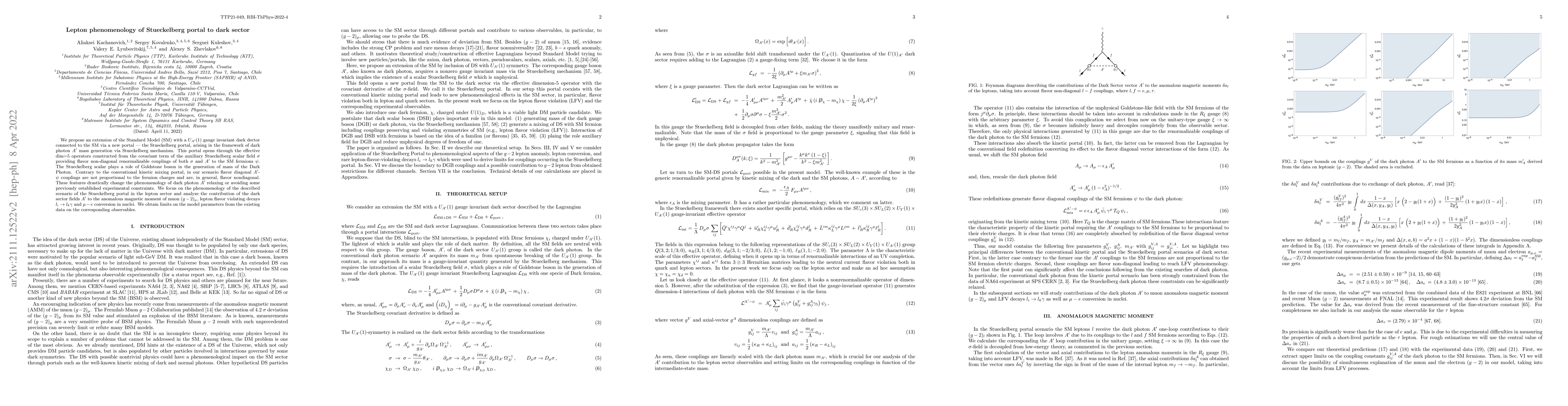 Thumbnail for Lepton Phenomenology of Stueckelberg Portal to Dark Sector