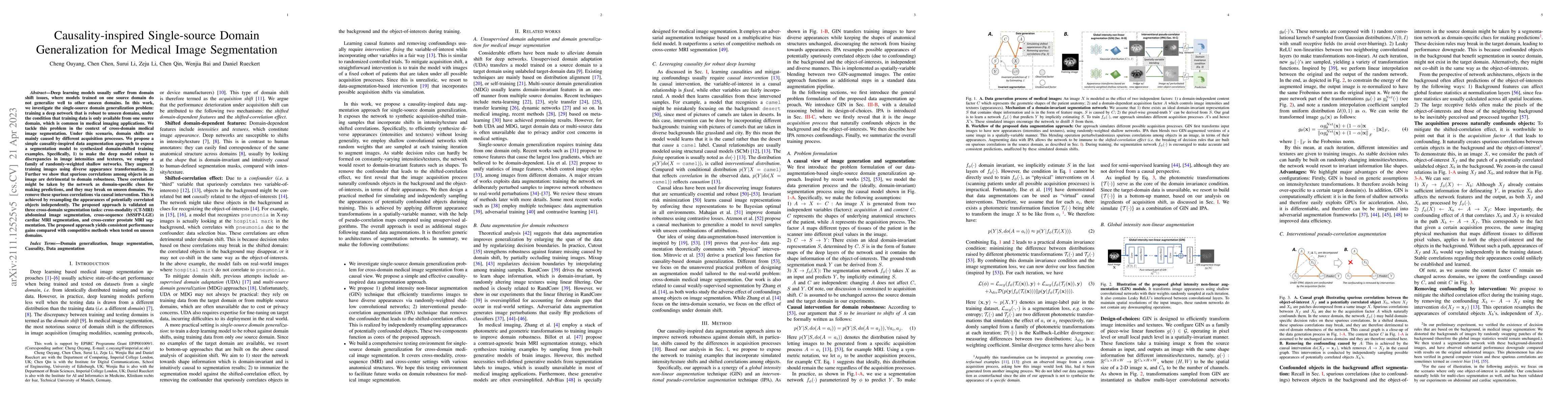 Thumbnail for Causality-inspired Single-source Domain Generalization for Medical Image
  Segmentation