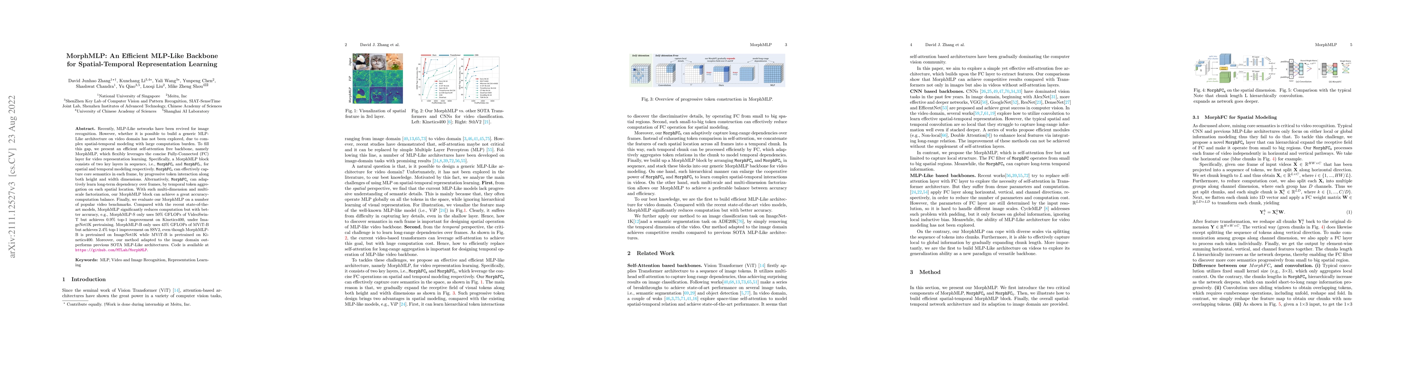 Thumbnail for MorphMLP: An Efficient MLP-Like Backbone for Spatial-Temporal
  Representation Learning