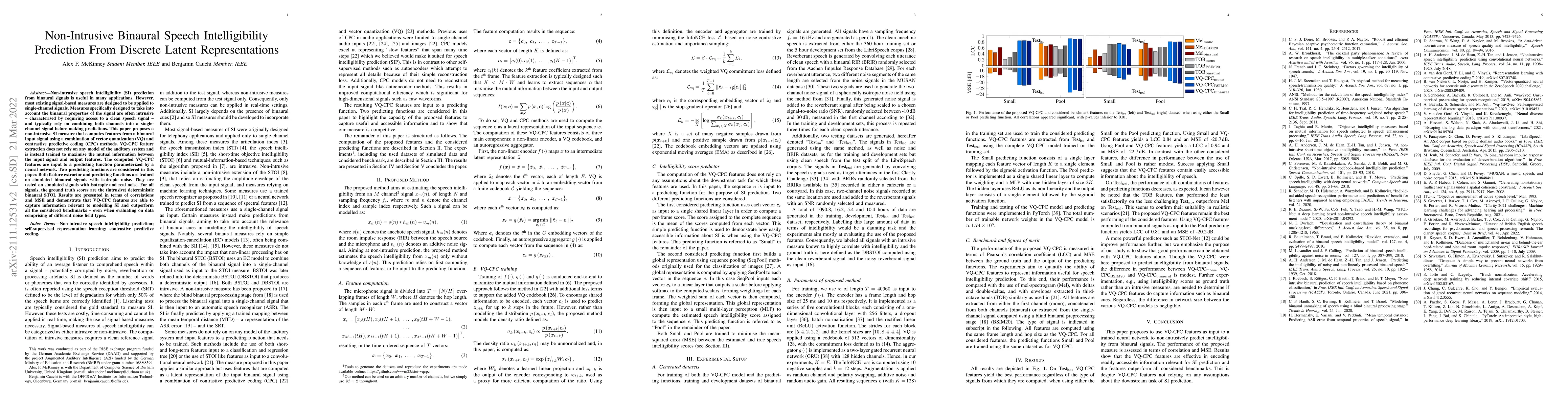 Thumbnail for Non-Intrusive Binaural Speech Intelligibility Prediction from Discrete
  Latent Representations