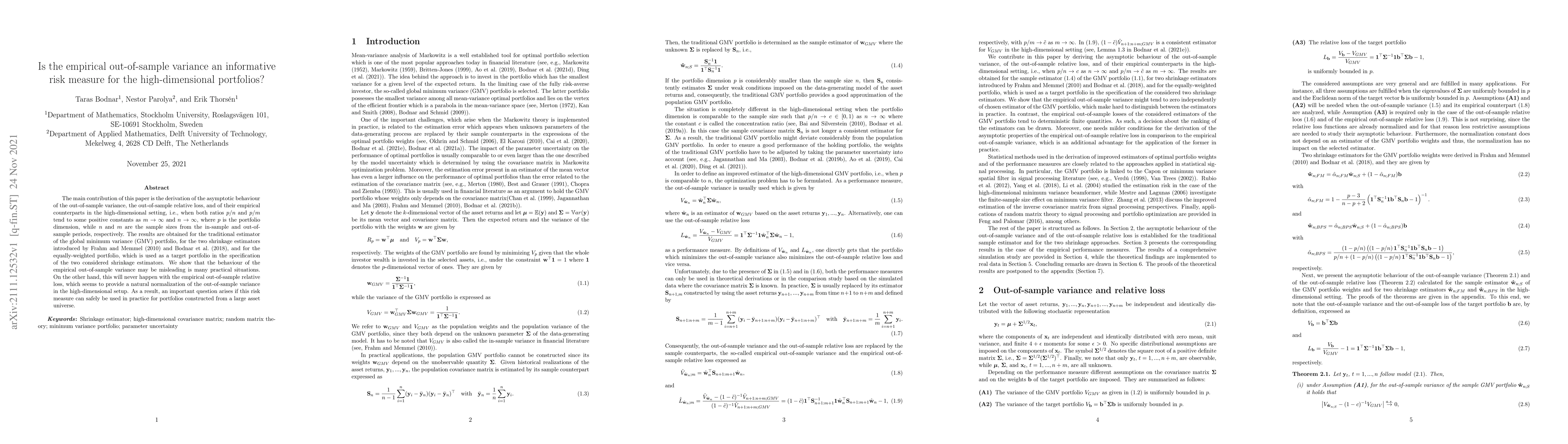 Thumbnail for Is the empirical out-of-sample variance an informative risk measure for
  the high-dimensional portfolios?
