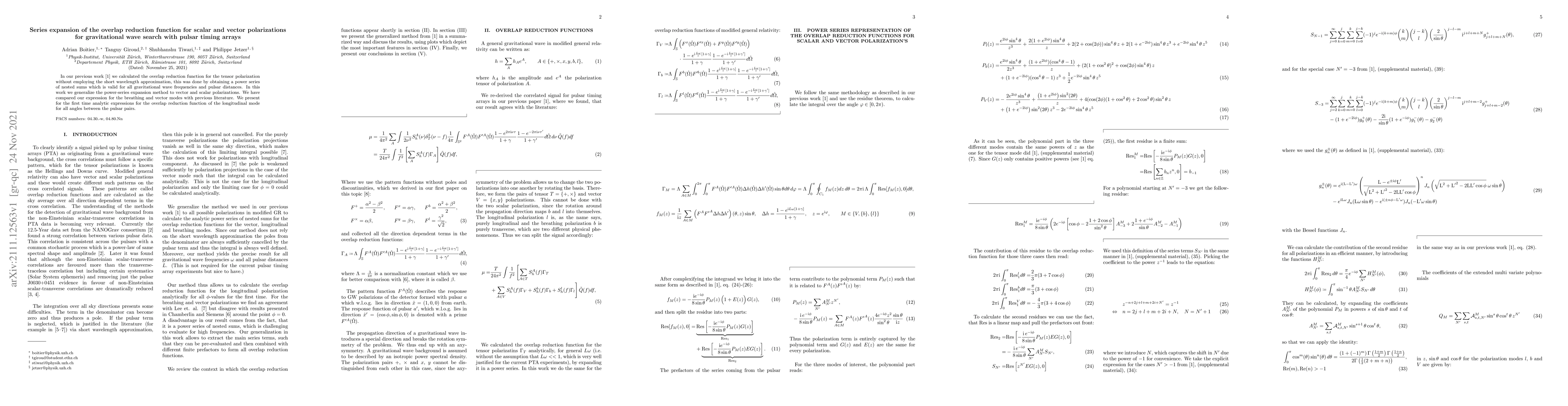 Thumbnail for Series expansion of the overlap reduction function for scalar and vector
  polarizations for gravitational wave search with pulsar timing arrays
