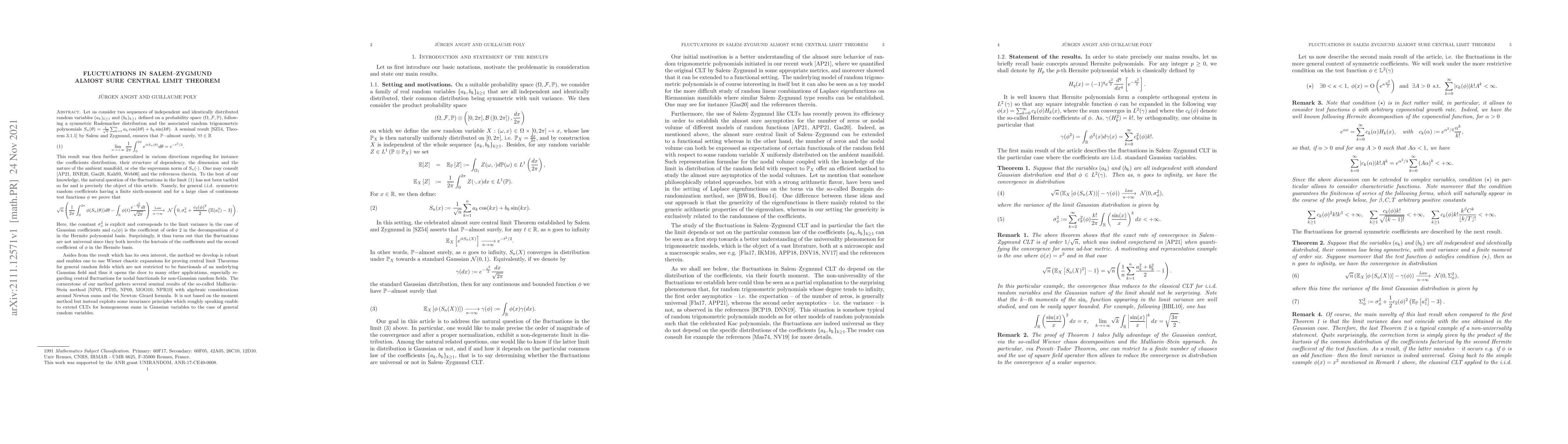 Thumbnail for Fluctuations in Salem--Zygmund almost sure central limit theorem