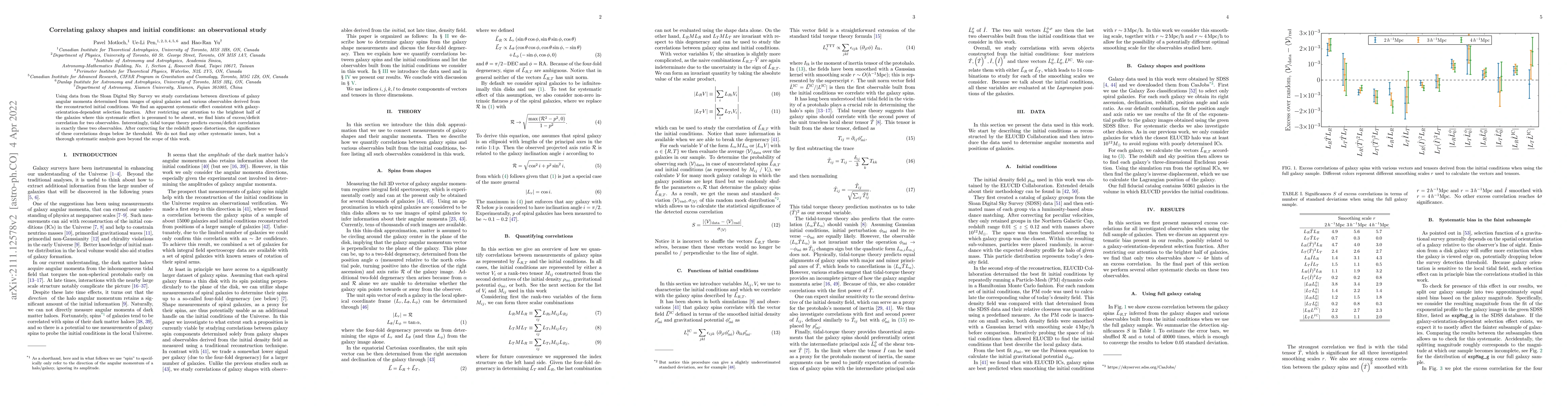 Thumbnail for Correlating galaxy shapes and initial conditions: an observational study