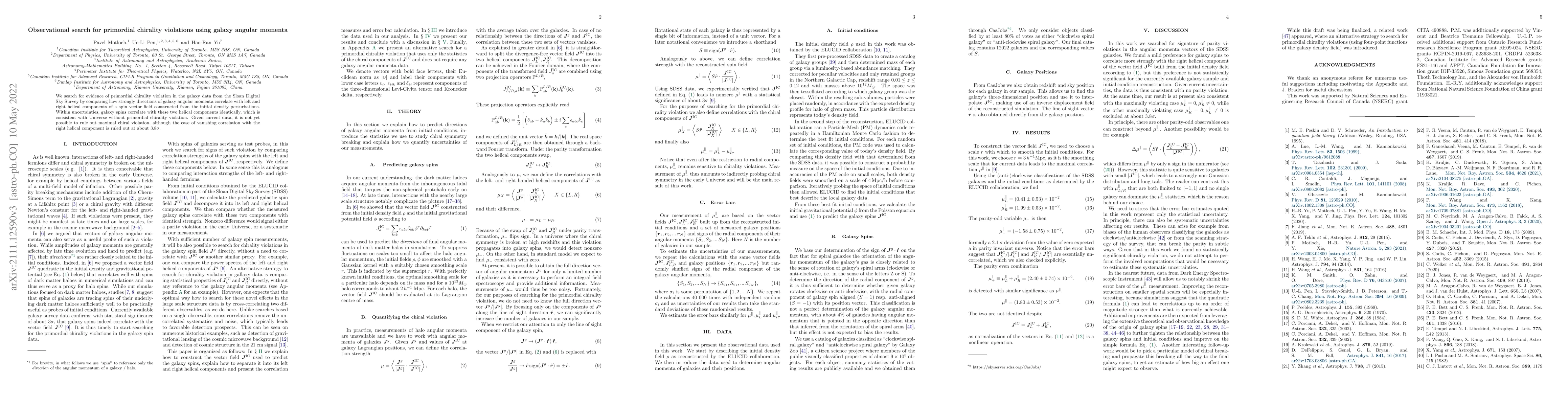 Thumbnail for Observational search for primordial chirality violations using galaxy
  angular momenta