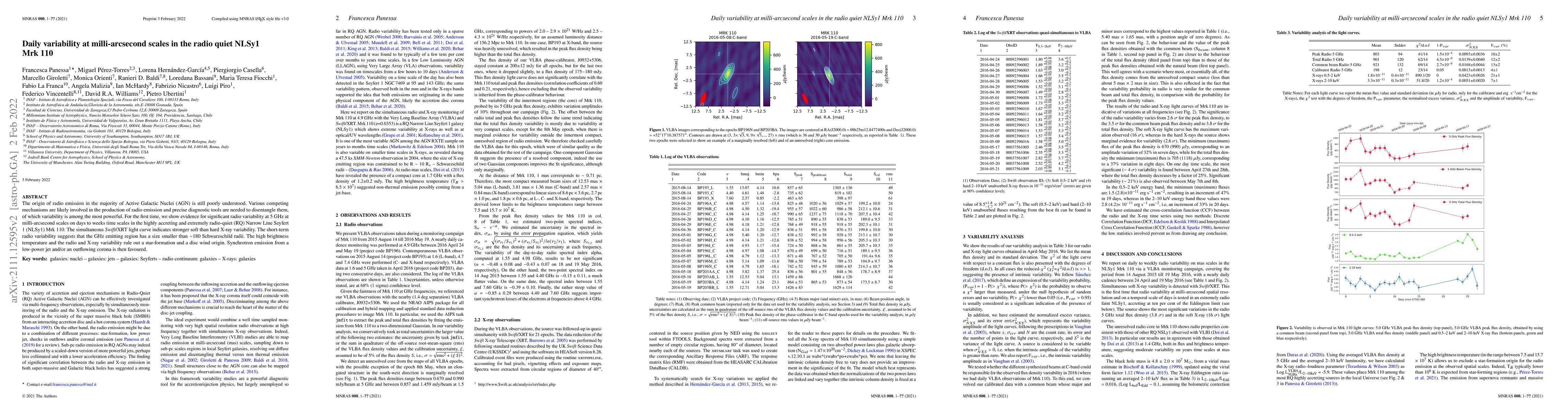 Thumbnail for Daily variability at milli-arcsecond scales in the radio quiet NLSy1 Mrk
  110