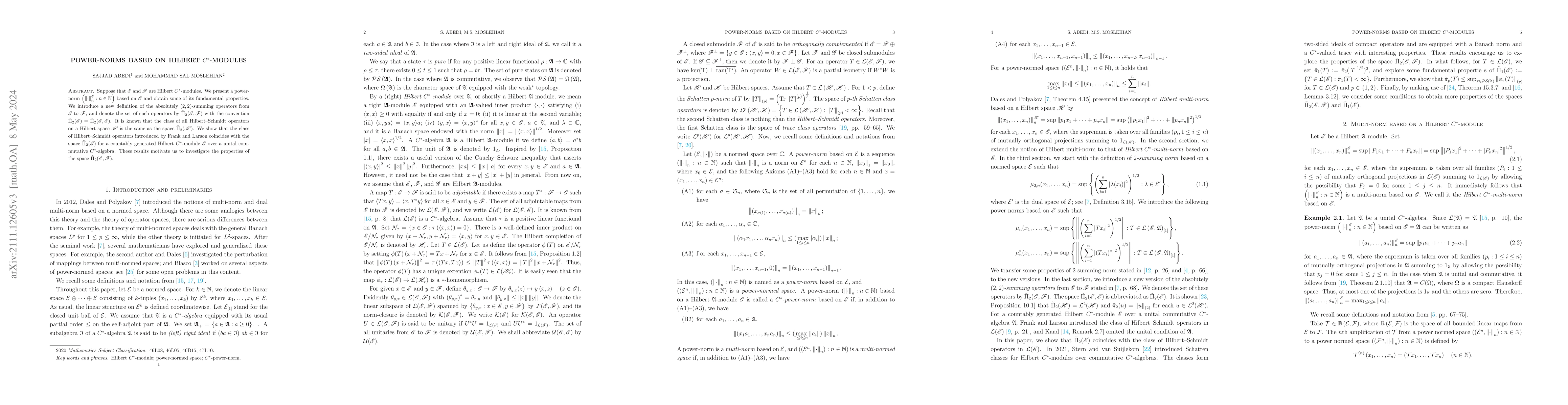 Thumbnail for Power-norms based on Hilbert $C^*$-modules