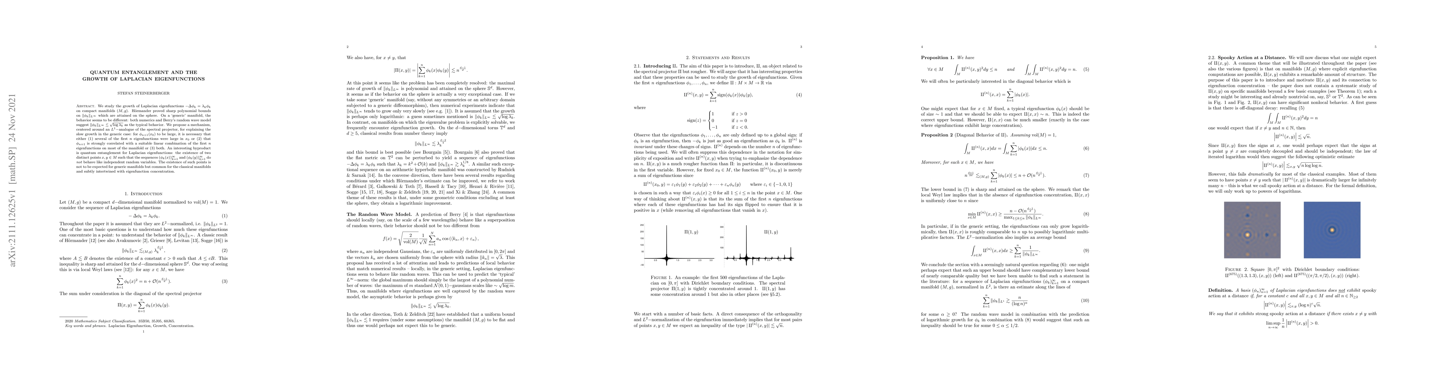 Thumbnail for Quantum Entanglement and the Growth of Laplacian Eigenfunctions