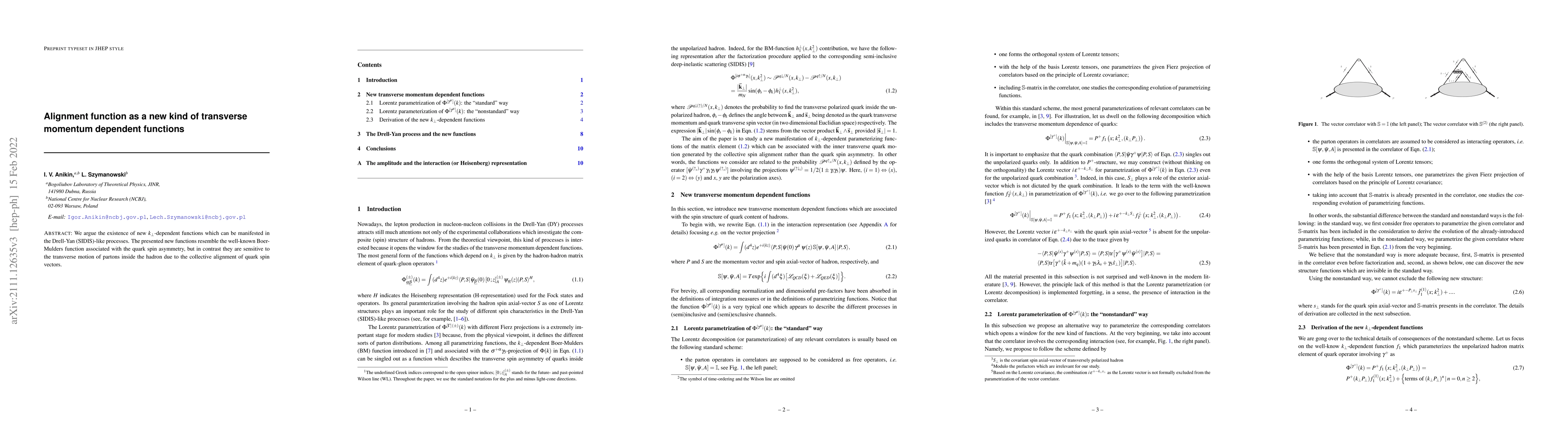 Thumbnail for Alignment function as a new kind of transverse momentum dependent
  functions