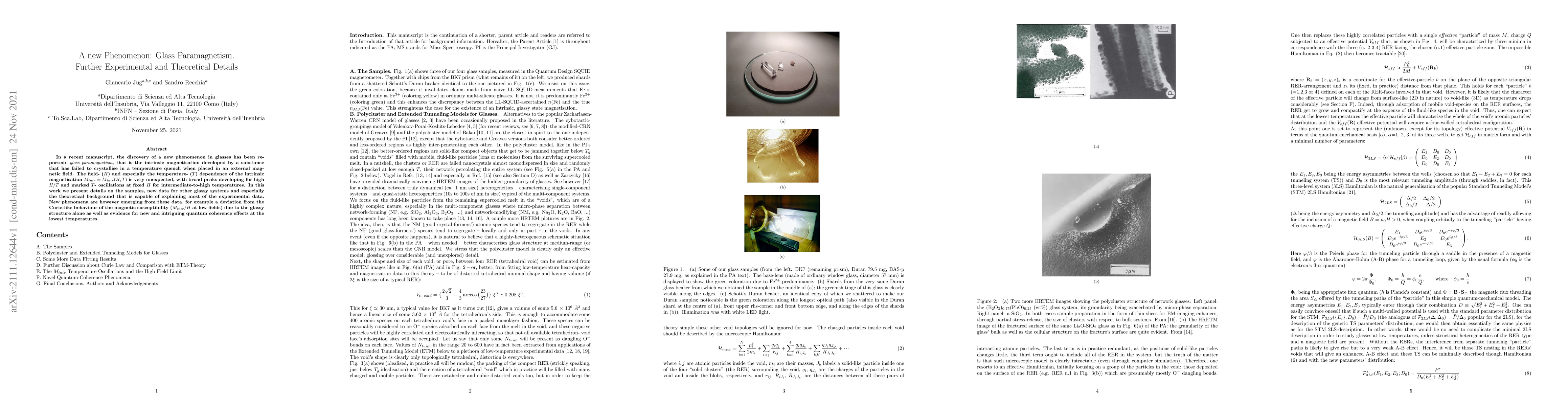 Thumbnail for A new Phenomenon: Glass Paramagnetism. Further Experimental and
  Theoretical Details