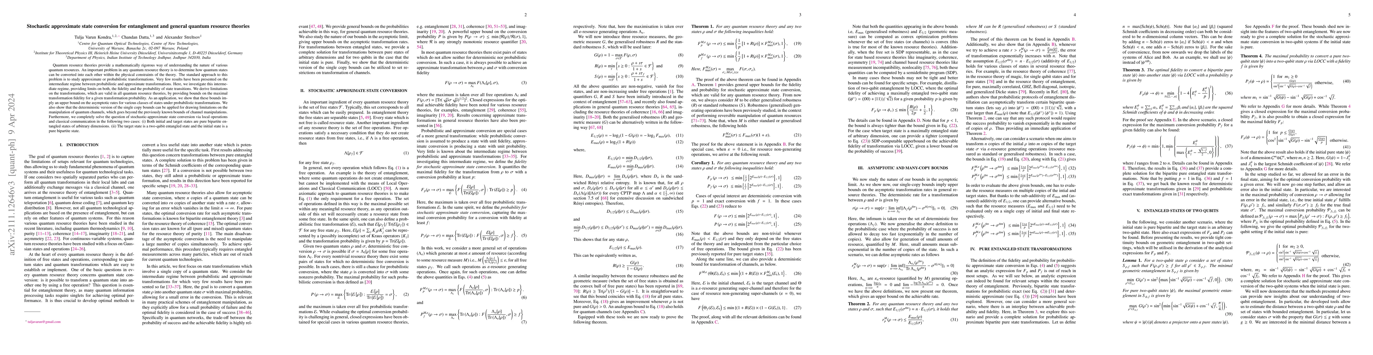Thumbnail for Stochastic approximate state conversion for entanglement and general
  quantum resource theories