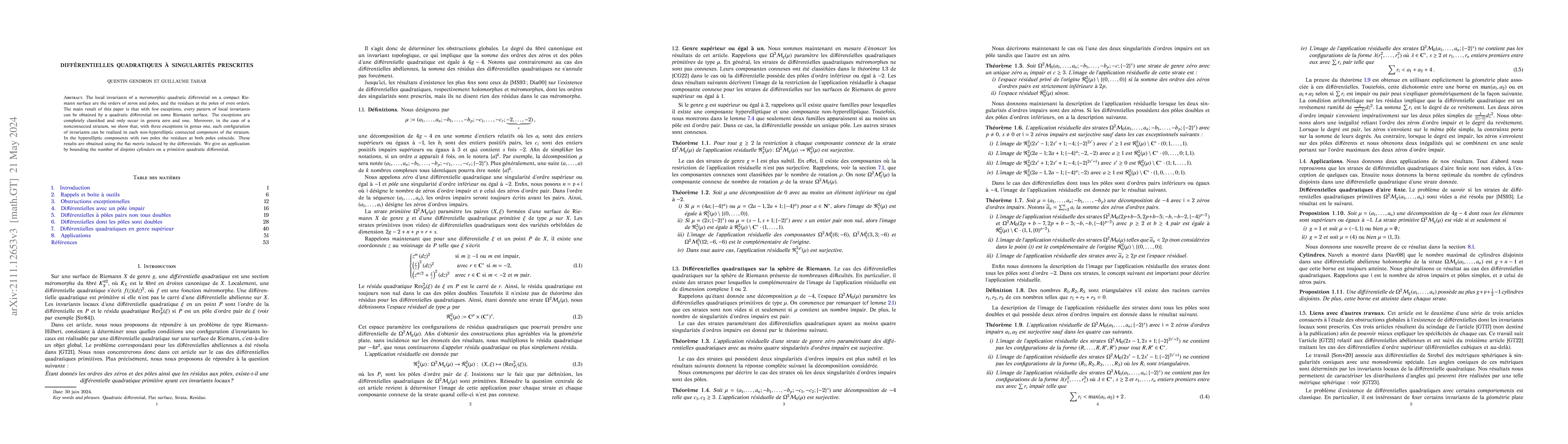 Thumbnail for Quadratic differentials with prescribed singularities