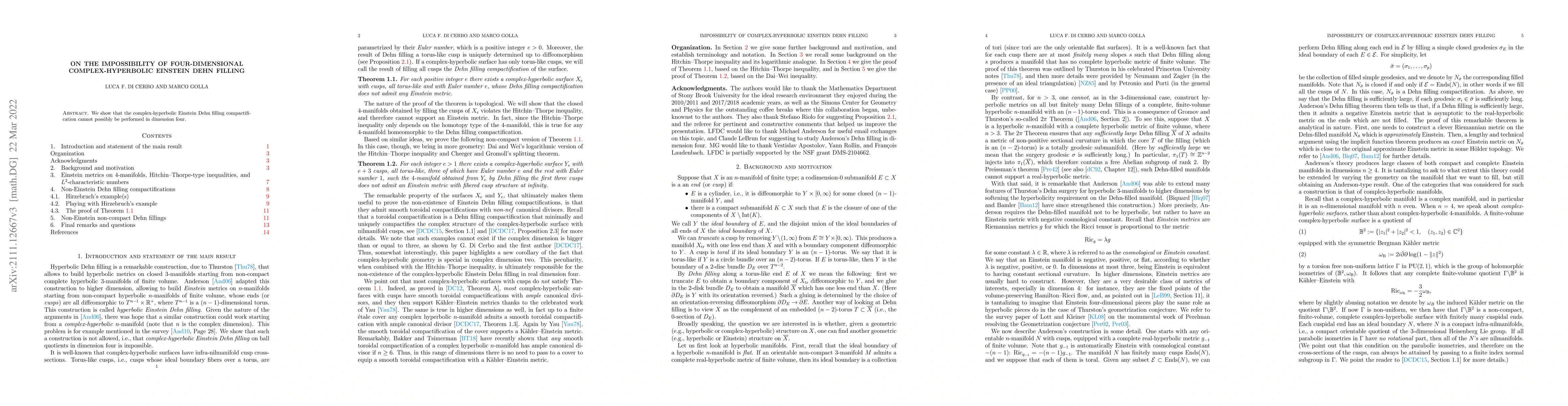 Thumbnail for On the impossibility of four-dimensional complex-hyperbolic Einstein
  Dehn filling