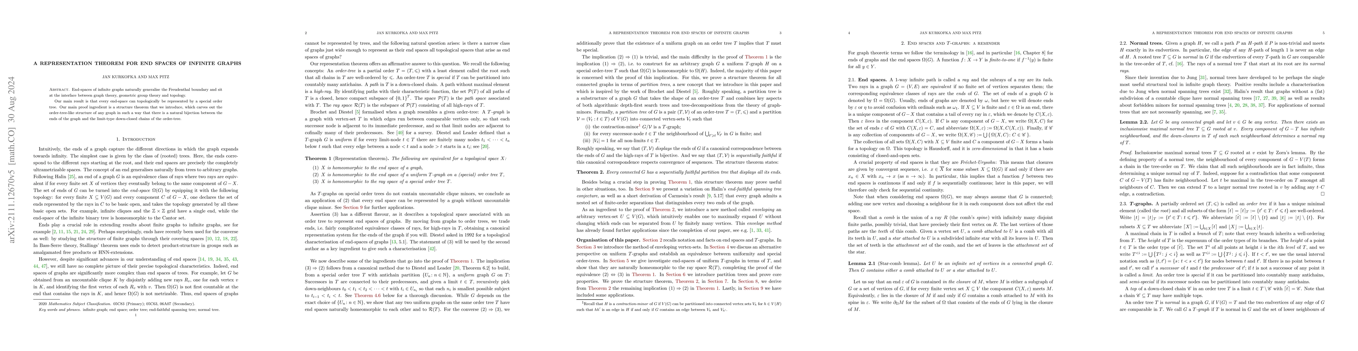 Thumbnail for A representation theorem for end spaces of infinite graphs