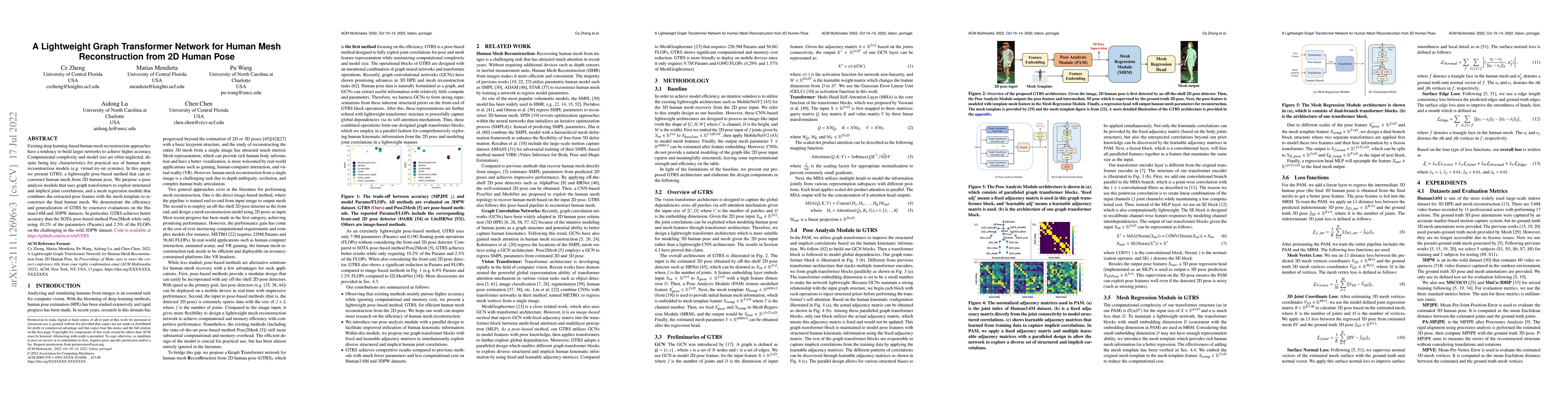 Thumbnail for A Lightweight Graph Transformer Network for Human Mesh Reconstruction
  from 2D Human Pose