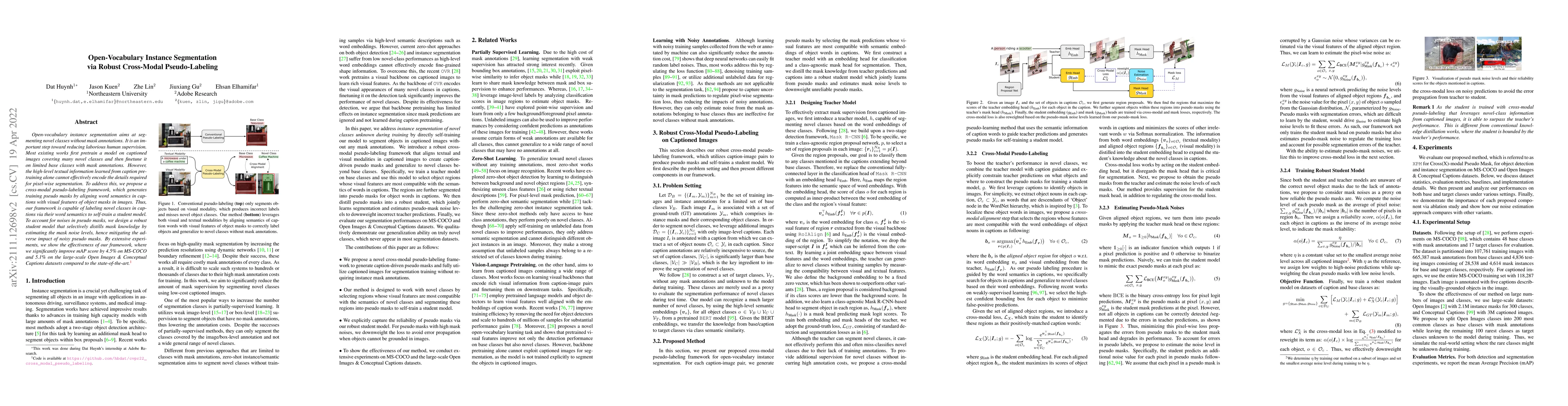Thumbnail for Open-Vocabulary Instance Segmentation via Robust Cross-Modal
  Pseudo-Labeling