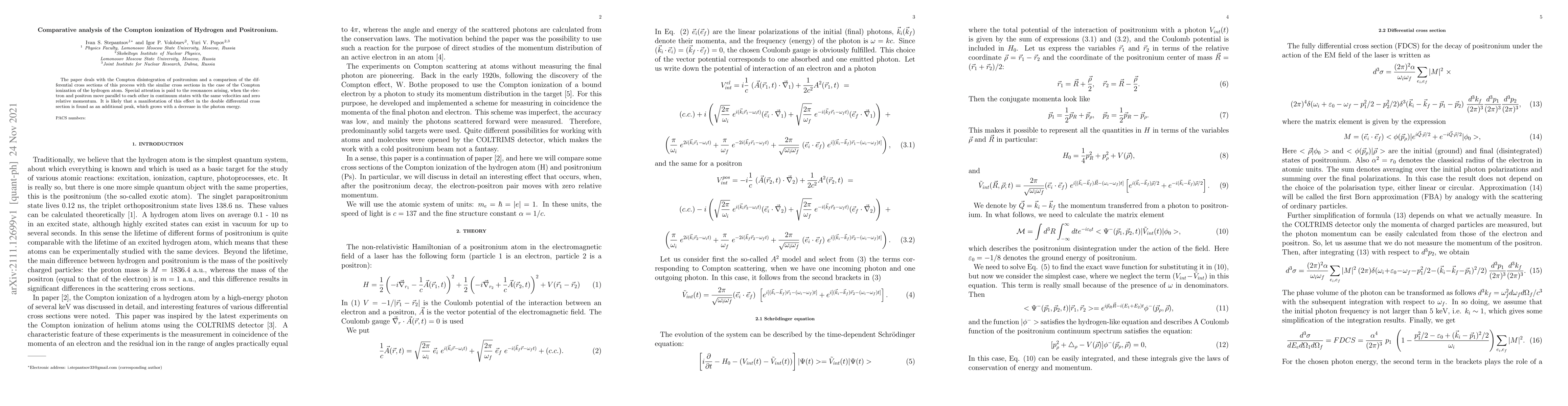 Thumbnail for Comparative analysis of the Compton ionization of Hydrogen and
  Positronium