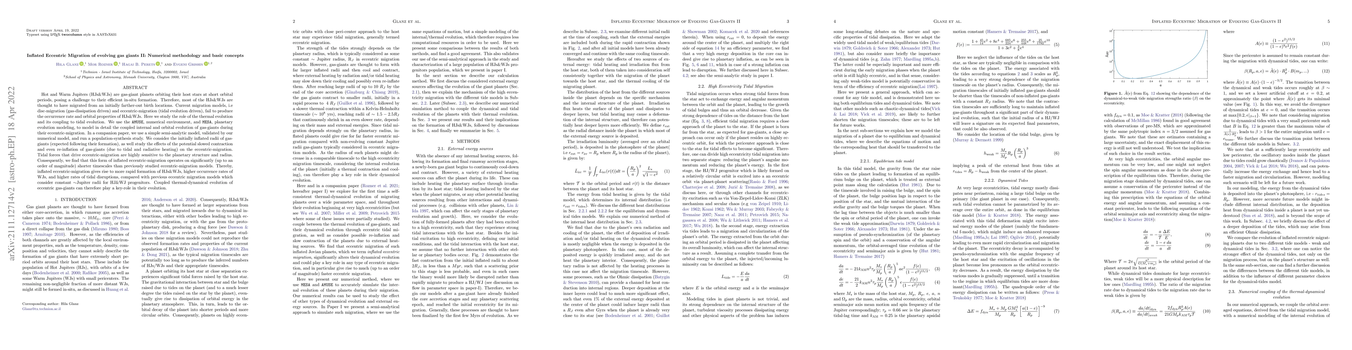 Thumbnail for Inflated Eccentric Migration of evolving gas giants II: Numerical
  methodology and basic concepts