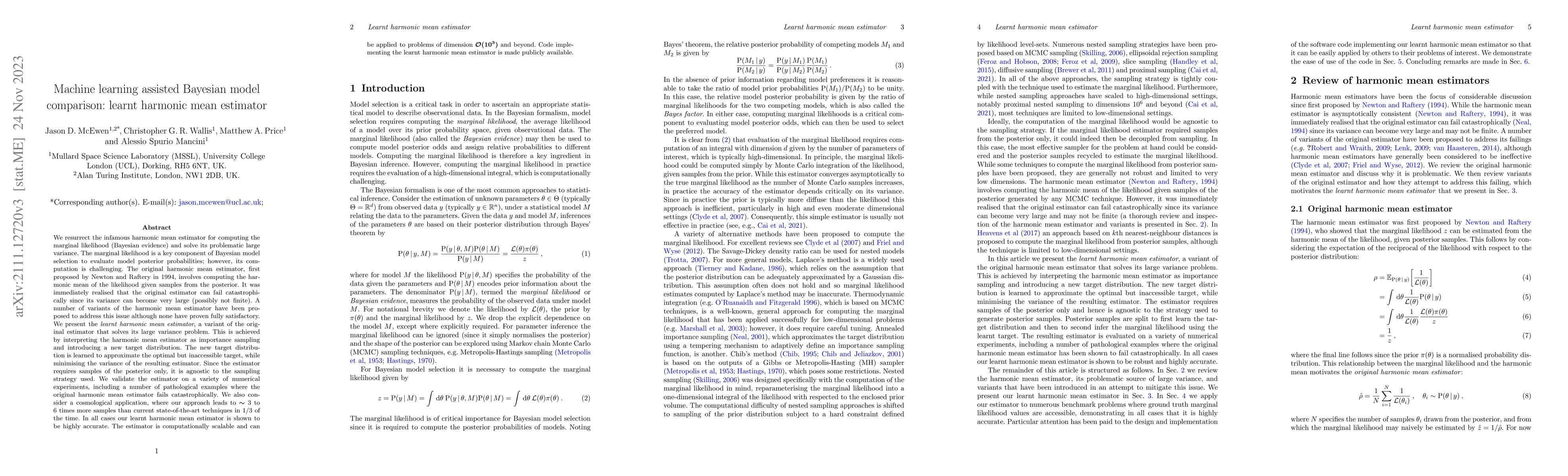 Thumbnail for Machine learning assisted Bayesian model comparison: learnt harmonic
  mean estimator