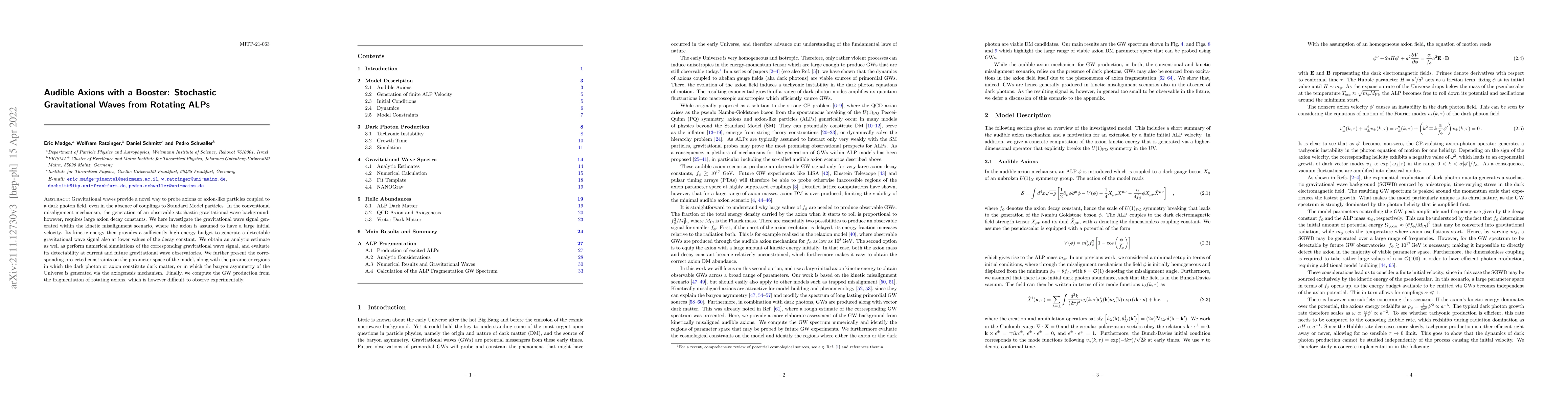 Thumbnail for Audible Axions with a Booster: Stochastic Gravitational Waves from
  Rotating ALPs