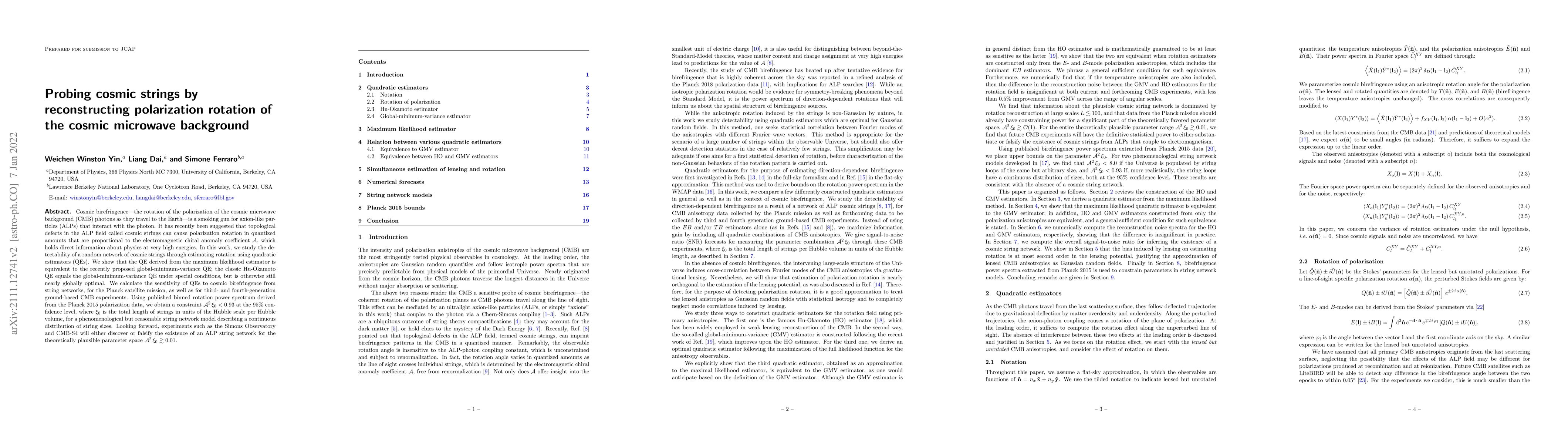 Thumbnail for Probing cosmic strings by reconstructing polarization rotation of the
  cosmic microwave background