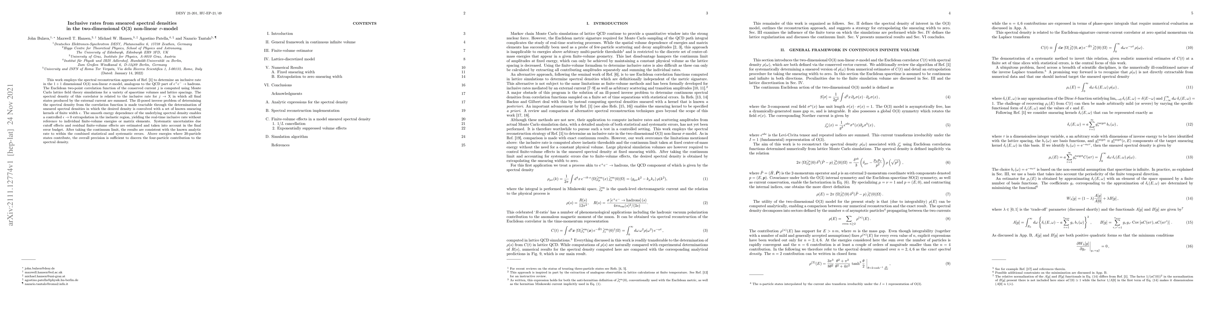 Thumbnail for Inclusive rates from smeared spectral densities in the two-dimensional
  O(3) non-linear $\sigma$-model