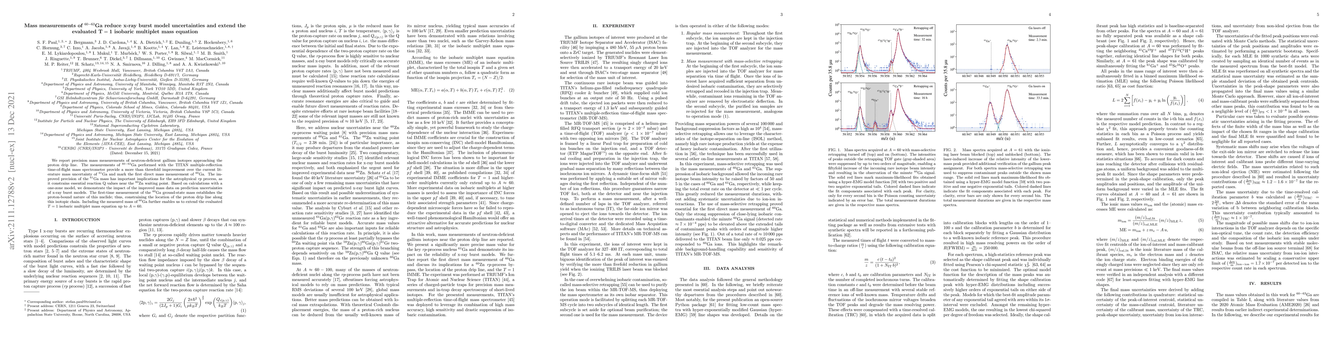 Thumbnail for Mass measurements of $^{60-63}$Ga reduce x-ray burst model uncertainties
  and extend the evaluated $T=1$ isobaric multiplet mass equation