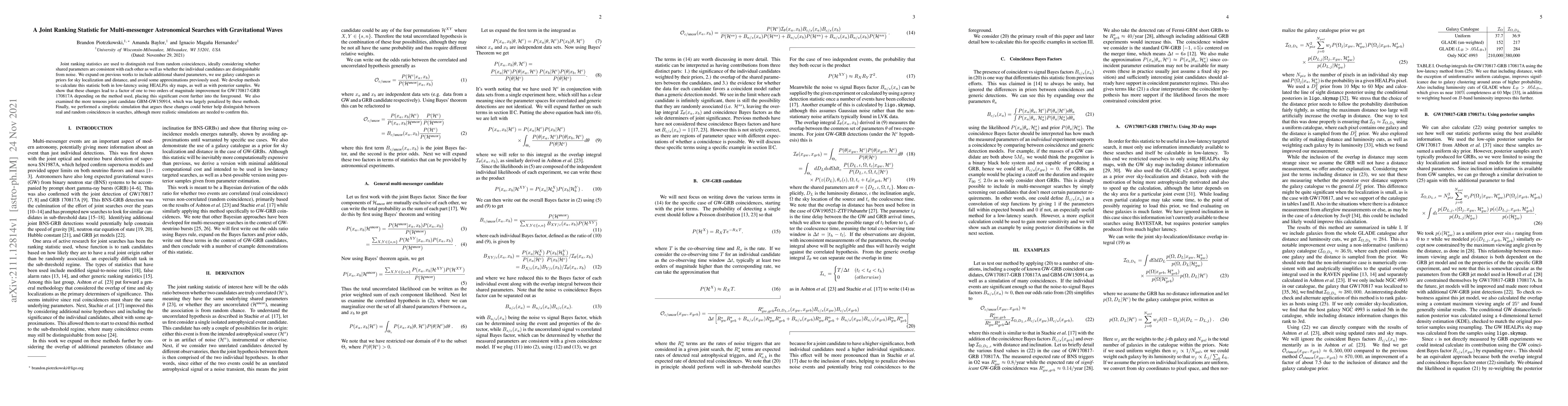 Thumbnail for A Joint Ranking Statistic for Multi-messenger Astronomical Searches with
  Gravitational Waves