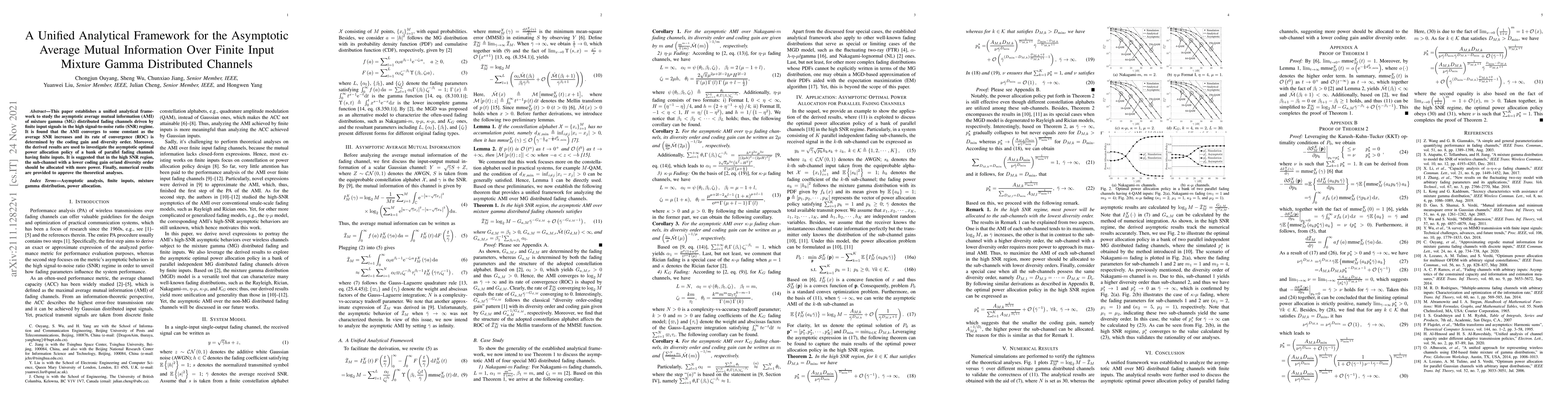 Thumbnail for Asymptotic Average Mutual Information Over Finite Input Mixture Gamma
  Distributed Channels